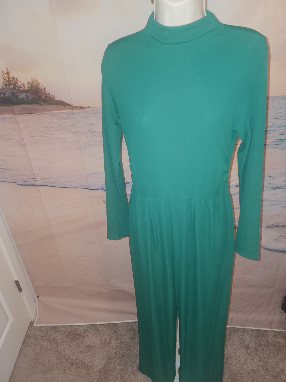 Pretty Garden Women’s Emerald Green Long Sleeve Jumpsuit With Pockets - Picture 4 of 15